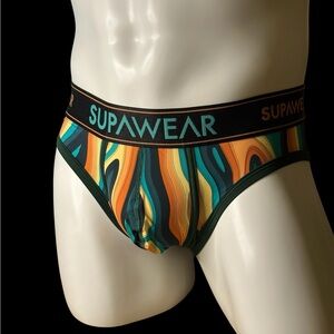 Orange and Green Briefs with Dynamic Pattern